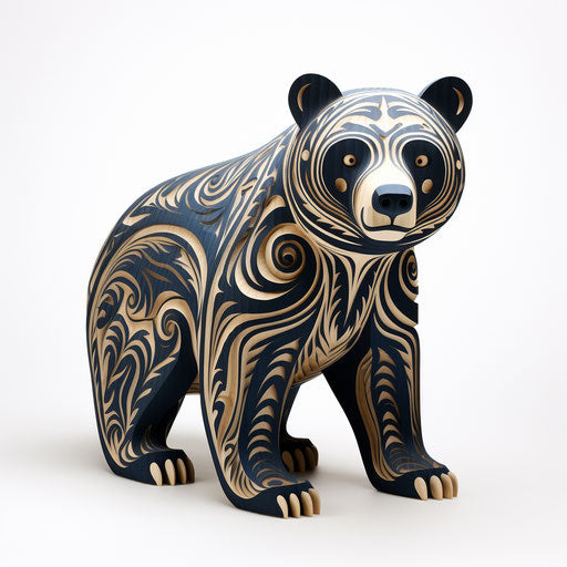 Black tribal bear drawing on white background