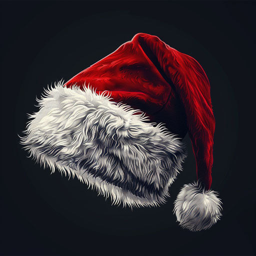 Santa hat clipart on dark charcoal background, realistic style
