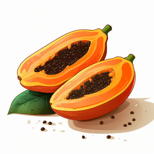 Papaya clipart in the style of Chiaroscuro Art, on white background