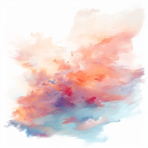 Cloud clipart png in the style of Impressionistic Art, on white background