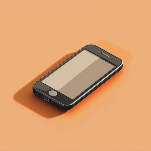 Realistic cell phone clipart on sunset orange background