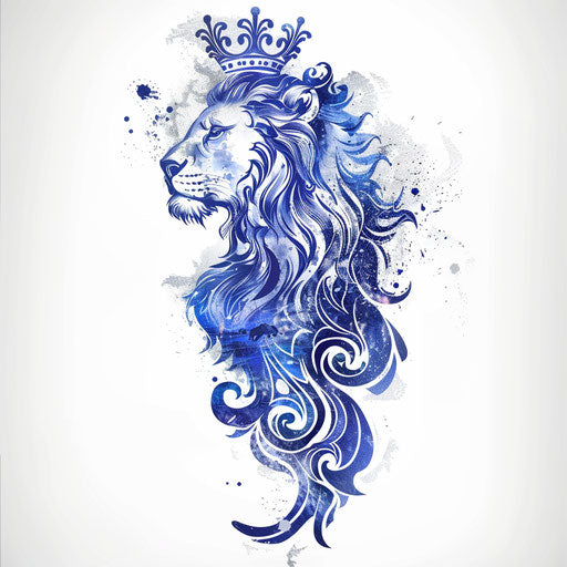Lion with crown in nautical tattoo style