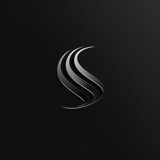 Boutique logo in black and silver with a minimalist background