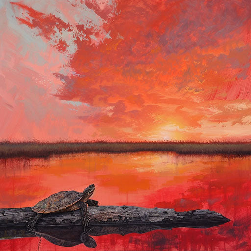 Vibrant marshland at sunset