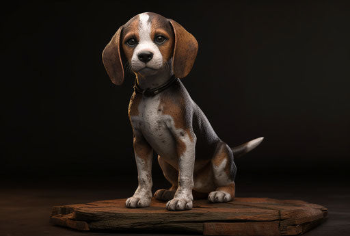 Explosively pigmented beagle, reminiscent of Hinchel or Toyen