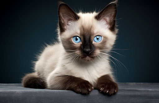 Siamese kitten on white blanket, inspired by Irving Penn