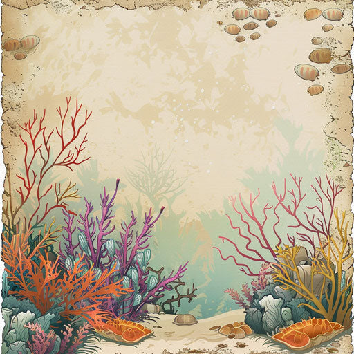 Underwater clipart in photo-realistic quality on a flat beige background