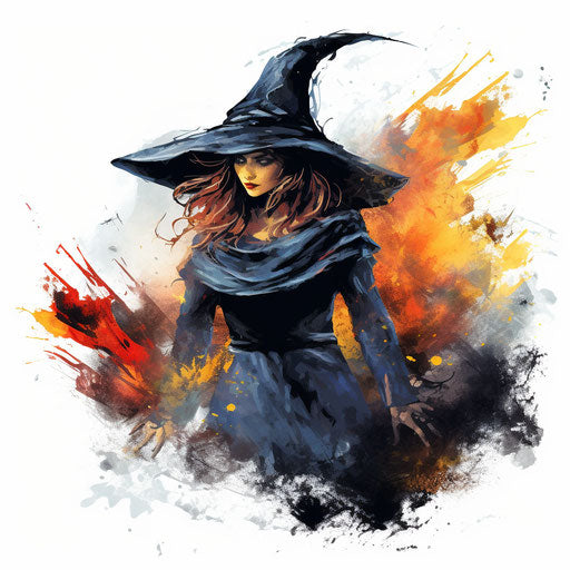 Witch illustration in the style of Impressionistic Art