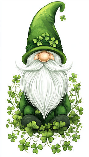 Saint Patrick's Day hat, cute gnome with white beard and green hair