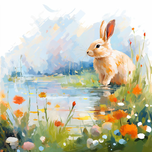 Impressionistic Easter clip art on white background