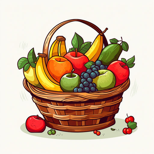 Minimalist fruit basket illustration