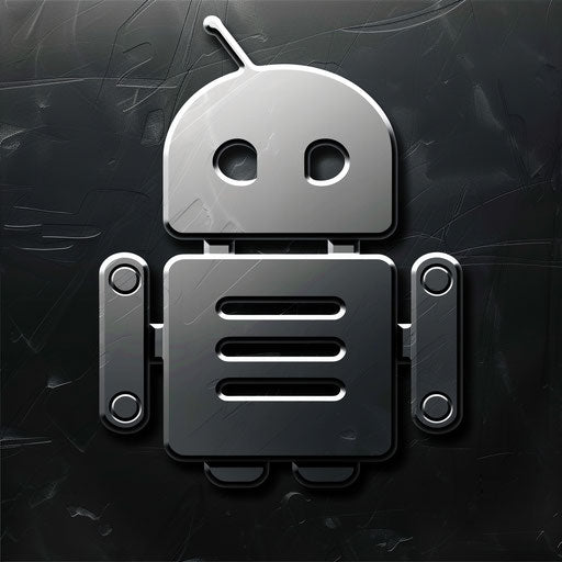 Smart logo with a stylized robot icon on metallic silver background