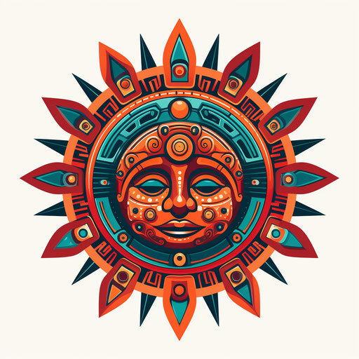 Abstract colorful sun in Benin art style