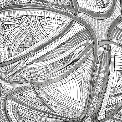 Intricate texture pattern on basketball, coloring book page