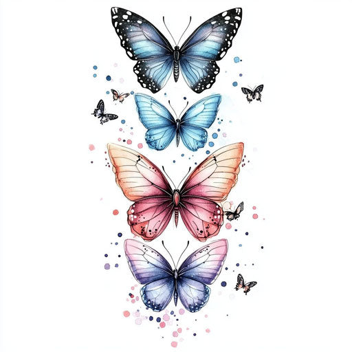 Delicate butterfly tattoos for women in pastel tones