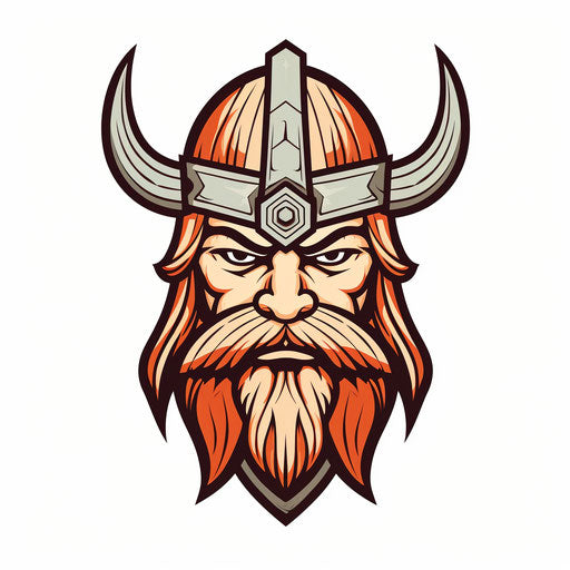 Minimalist-style viking illustration, on a white background