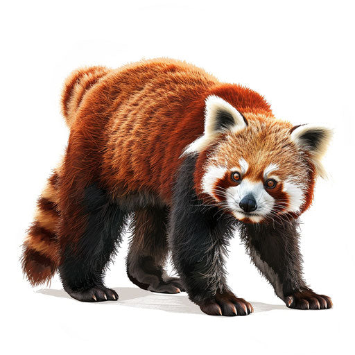 Realistic red panda clipart on flat white background