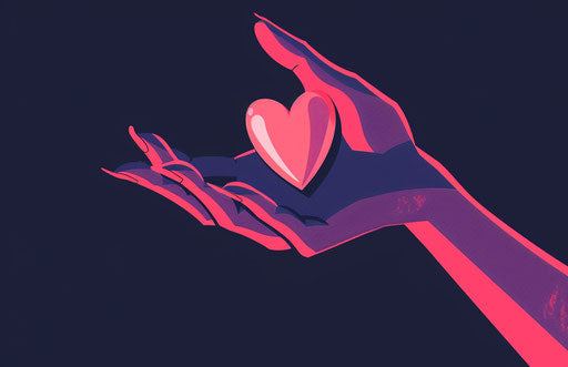Heart shown by hand, animated gif style, princesscore