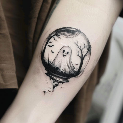 Mystical crystal ball tattoo with Halloween theme