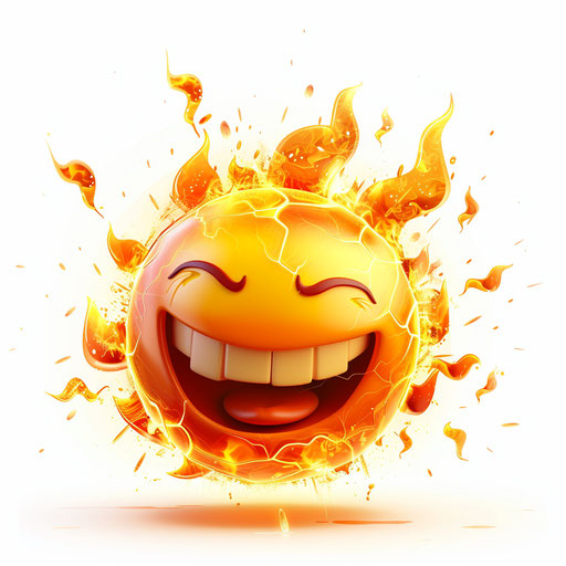 Emoticon flame emotion white background, vibrant comics style