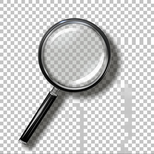 Realistic magnifying glass clipart with flat white background