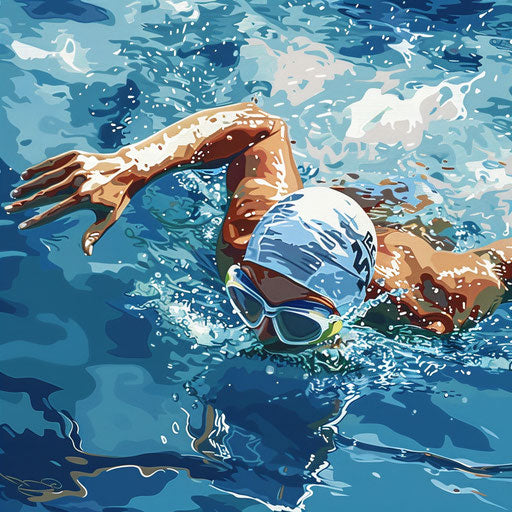 Swimming clipart with random flat background and realistic texture