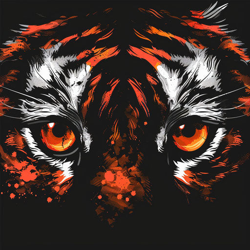 Flat tattoo sketch of beautiful tiger eyes in orange and black