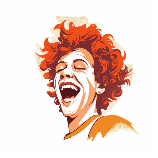 Minimalist style laughing clipart on white background