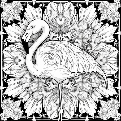 Floral flamingo mandala with intricate designs