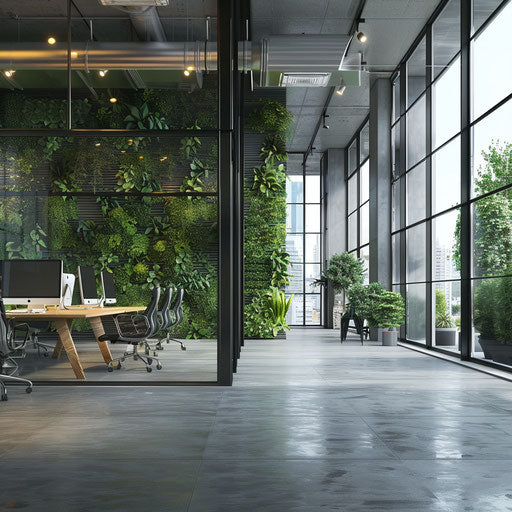 Modern business images focusing on sustainable practices in a green office