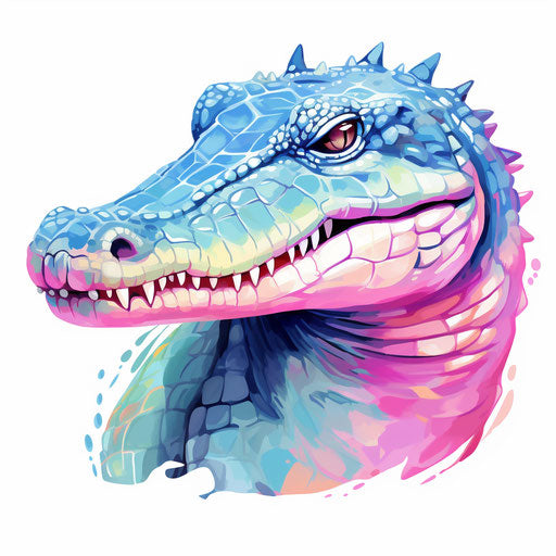 Pastel crocodile on white background