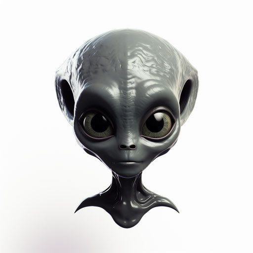 Alien clipart in the style of Chiaroscuro Art, on white background