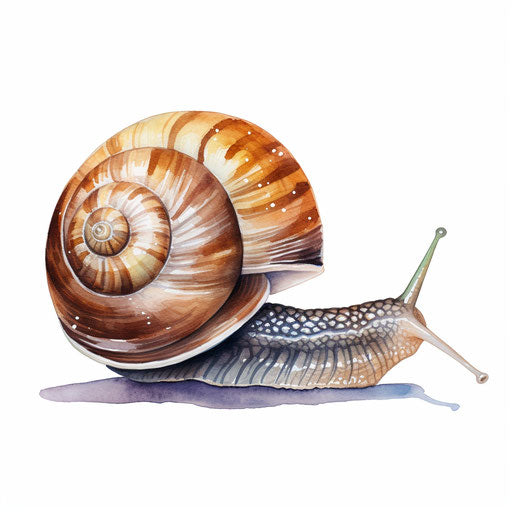Snail illustration in the style of Oil painting, on white background