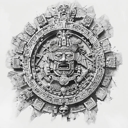 Mexican Aztec calendar tattoo design