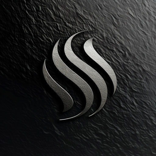 Boutique logo in black and silver on minimalist background