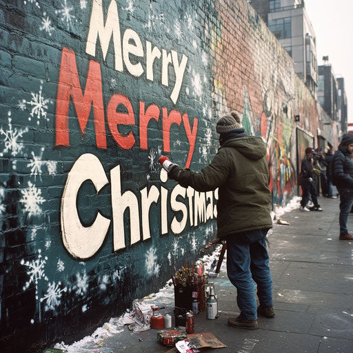 Festive graffiti on city wall
