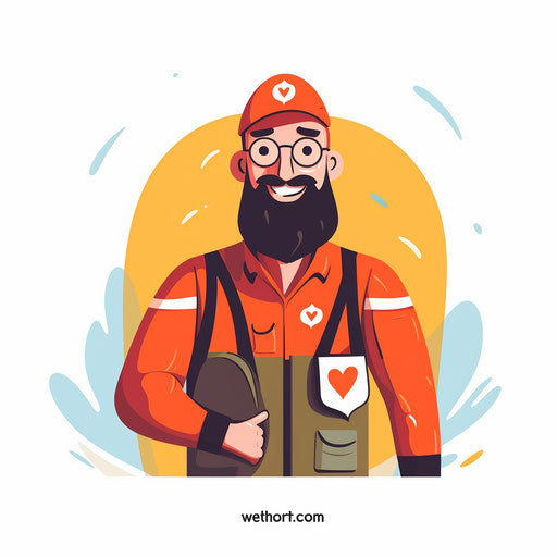 Minimalist volunteer illustration on white background