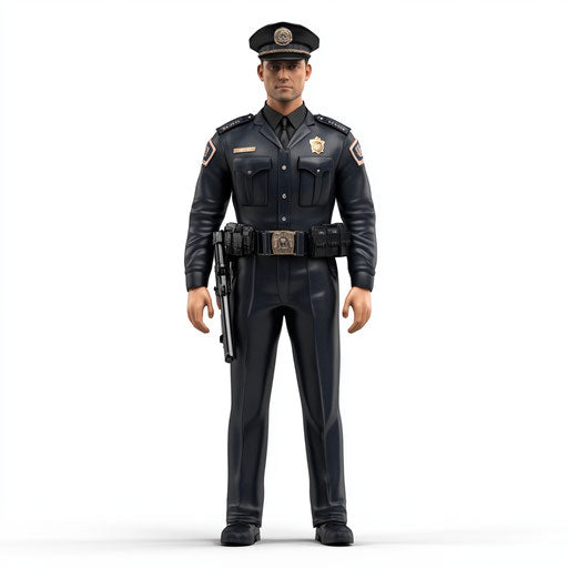 3D security guard on flat white background, isolated clipart