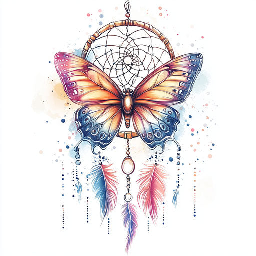 Butterfly tattoos for women with dreamcatcher elements