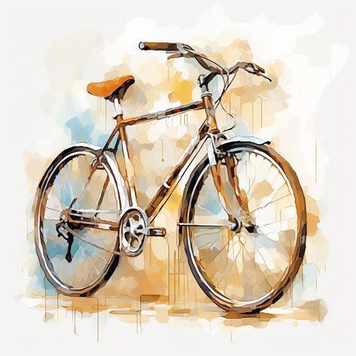 Bike illustration in the style of oil painting, on white background