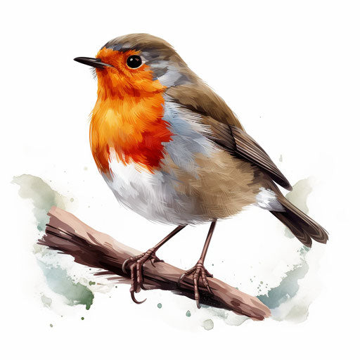 Robin clipart in the style of Oil painting