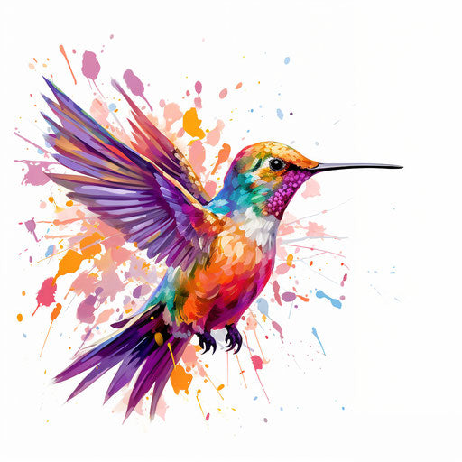 Hummingbird illustration in Impressionistic Art style