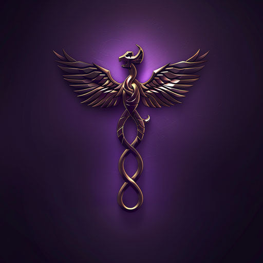 Luxury medical logo with metallic finish and deep purple background