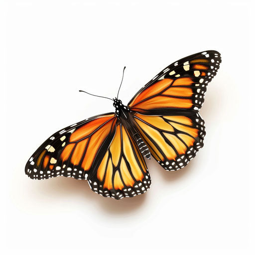 Monarch Butterfly Clipart in Hyper-Realistic Style on White Background