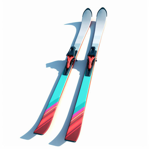 Realistic ski clipart with white background, soft lighting