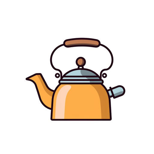 Minimalist-style kettle clipart on white background