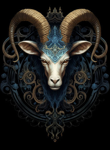 Organic pattern on a goat's head, Art Nouveau style