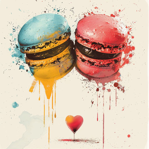 Sweet love between two colorful macarons