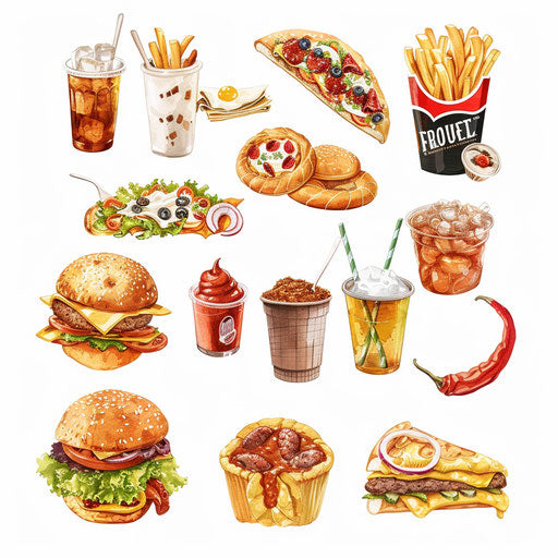 Realistic food illustration on flat white background