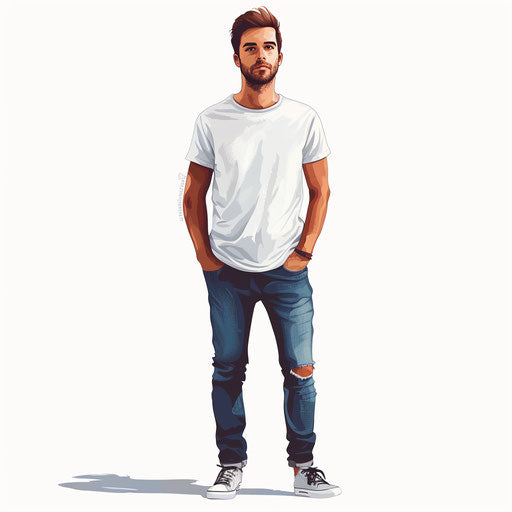 Realistic clipart person on smooth white background